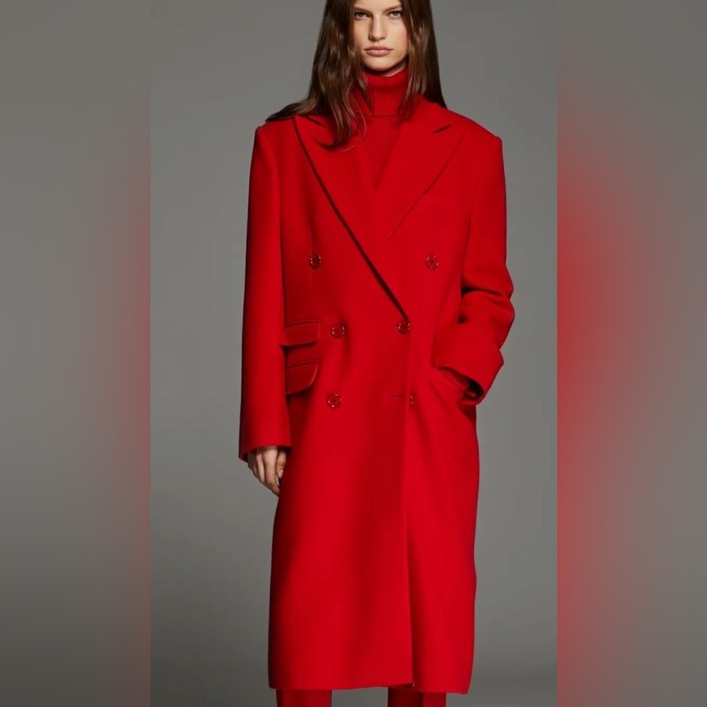 Ralph Lauren Collection Purple Label Red Double Breasted Dress Coat US 4